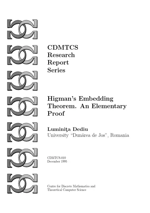 Theoretical Computer Science Higman’s Embedding Theorem. An Elementary Proof