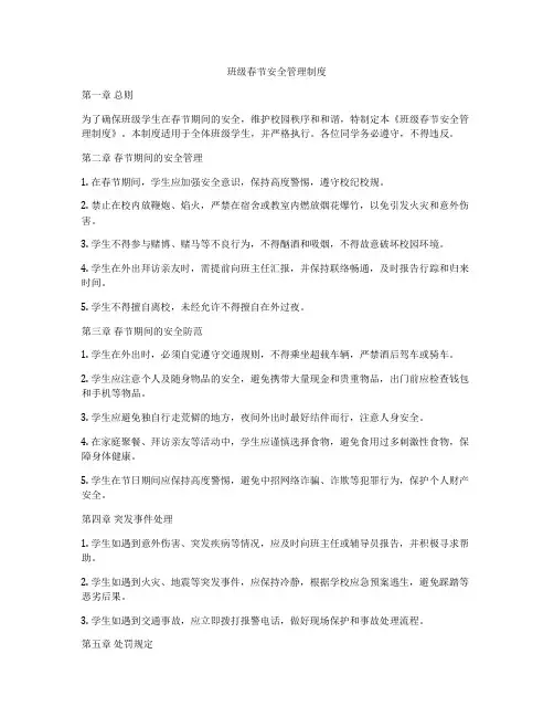 班级春节安全管理制度
