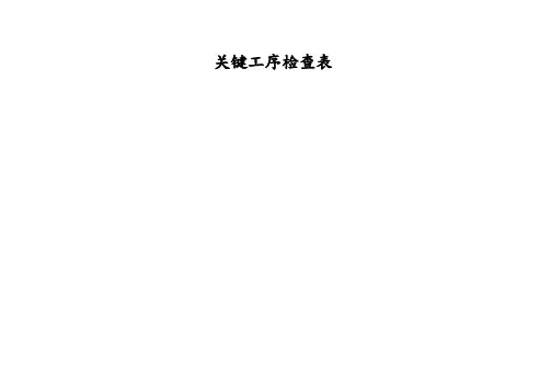 关键工序检查表