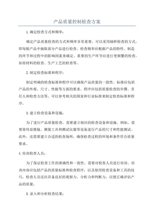 产品质量控制检查方案