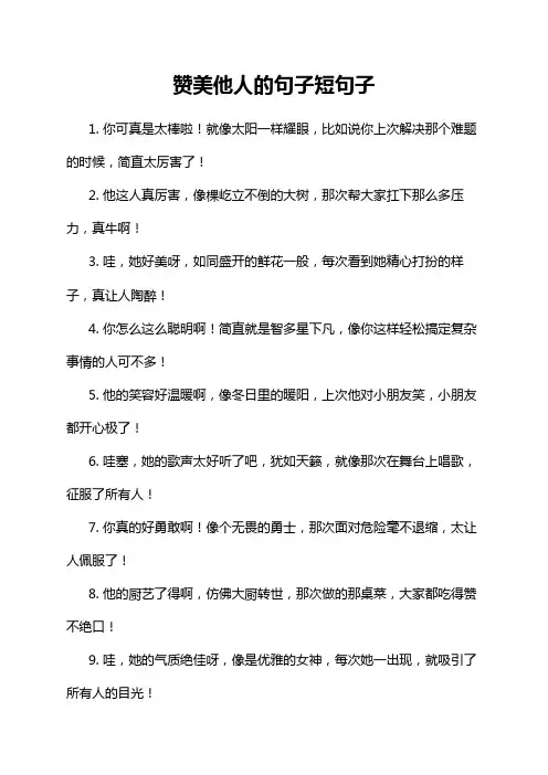 赞美他人的句子短句子