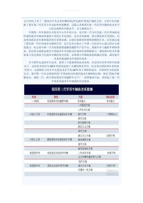 中国第一汽车集团公司技术中心军车设计室第三代军车MV3(1)