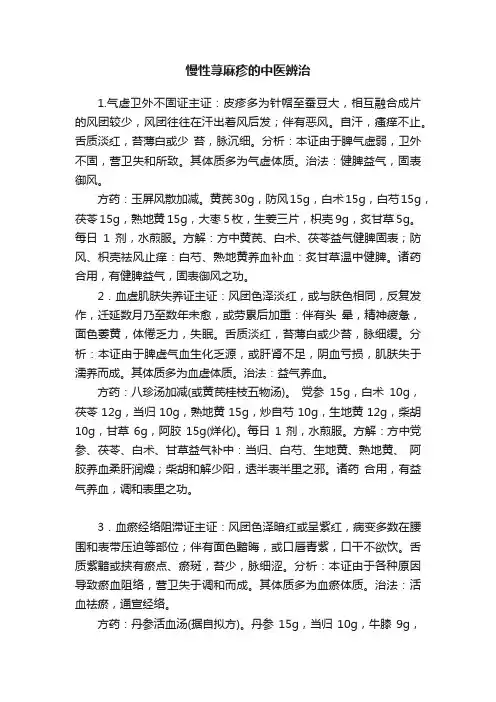 慢性荨麻疹的中医辨治