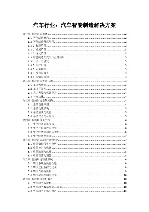 汽车行业：汽车智能制造解决方案