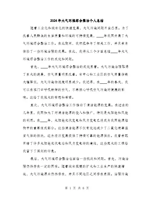 2024年大气环境综合整治个人总结(三篇)