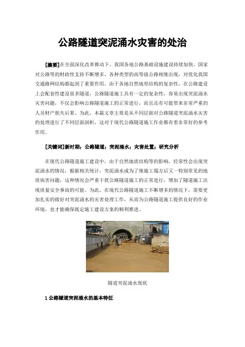 公路隧道突泥涌水灾害的处治