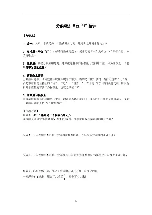 分数乘法 单位“1”精讲
