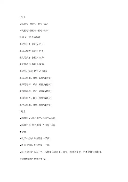 亲戚称呼表
