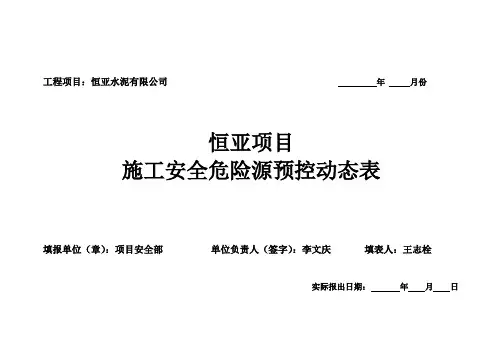 恒压项目部安全生产动态报表