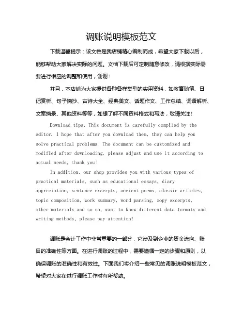 调账说明模板范文