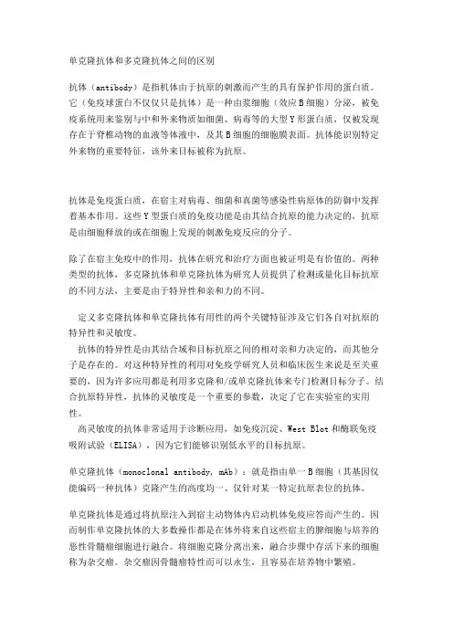 单克隆抗体和多克隆抗体之间的区别