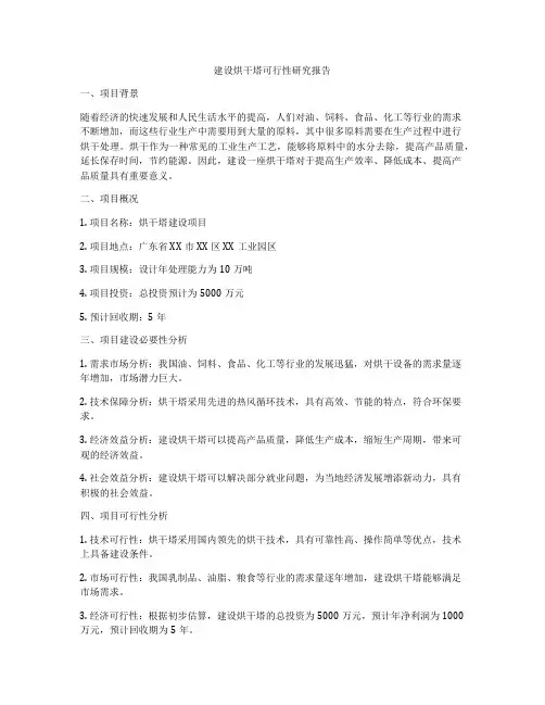 建设烘干塔可行性研究报告