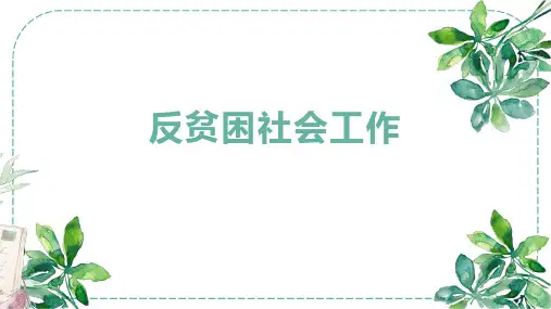 社会工作：反贫困社会工作