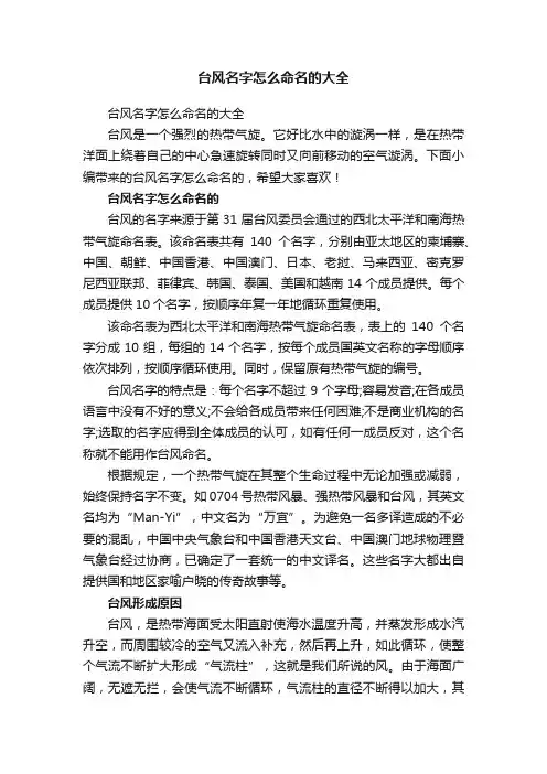 台风名字怎么命名的大全