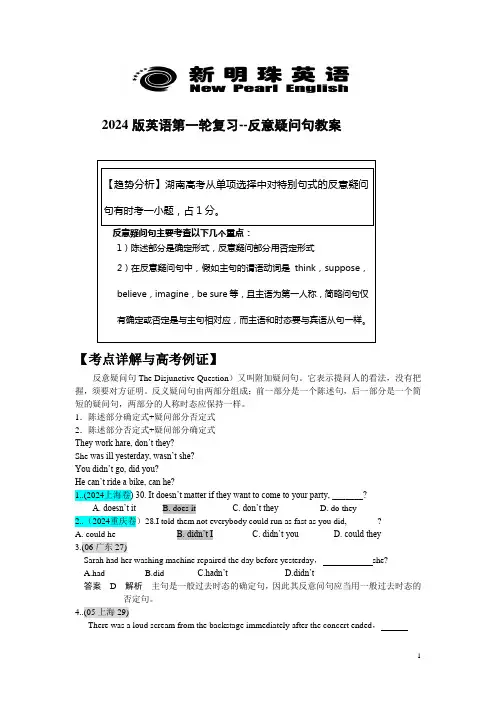 2024反意疑问句教案