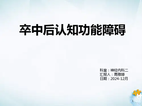 卒中后认知功能障碍PPt