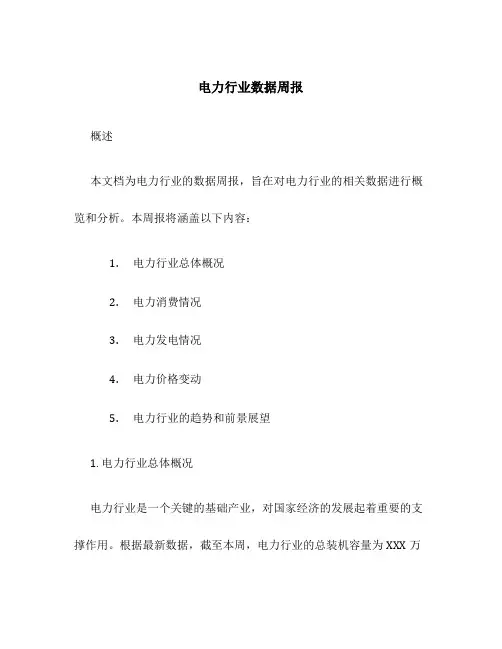 电力行业数据周报