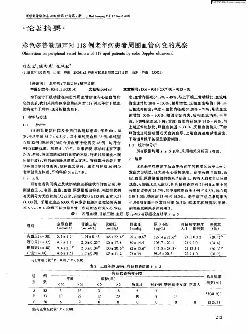 彩色多普勒超声对118例老年病患者周围血管病变的观察