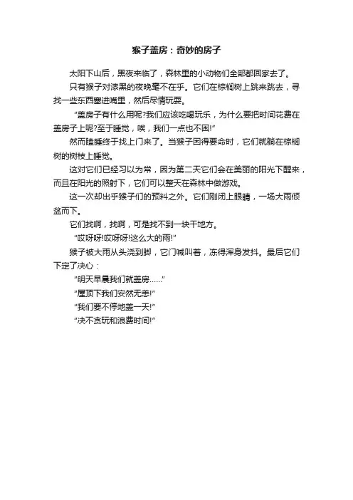 猴子盖房：奇妙的房子