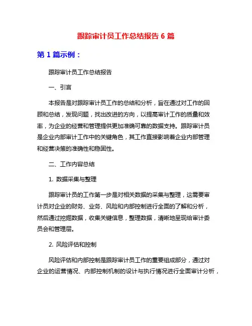 跟踪审计员工作总结报告6篇