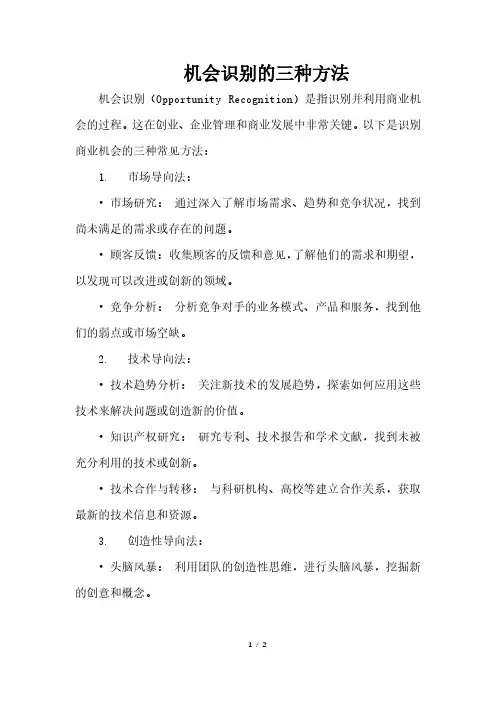 机会识别的三种方法