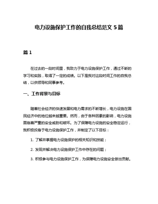 电力设施保护工作的自我总结范文5篇