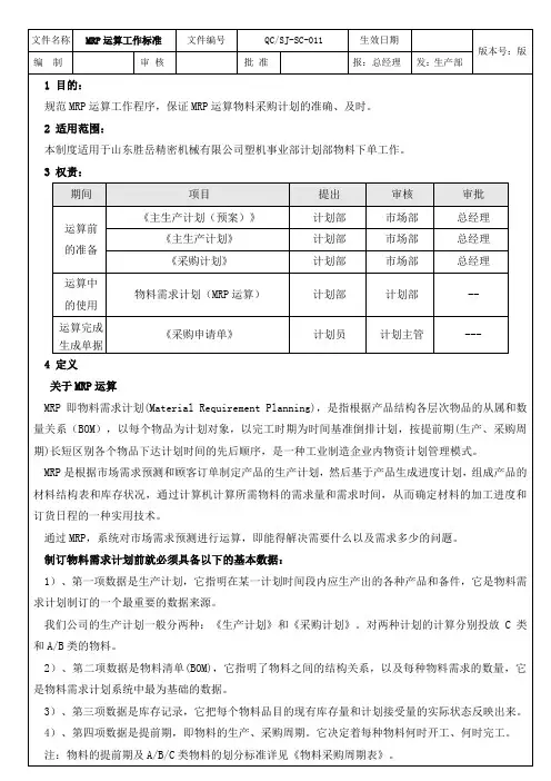 金蝶K3MRP运算操作流程