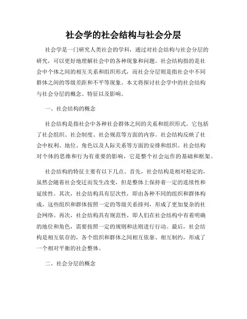 社会学的社会结构与社会分层