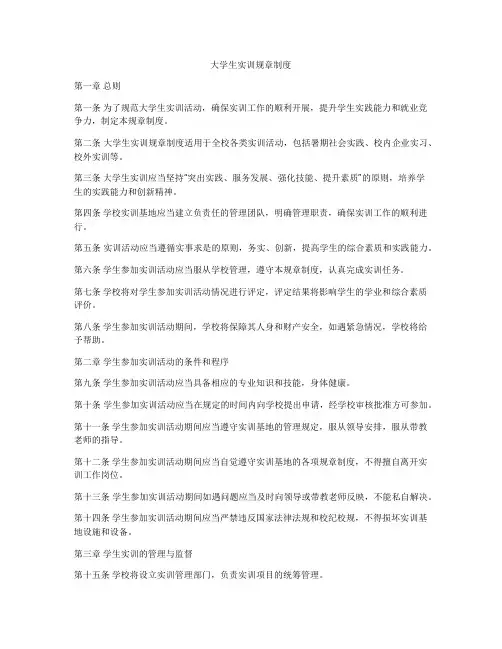 大学生实训规章制度