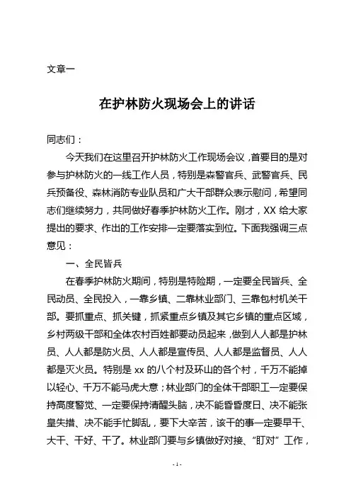 护林防火工作会议讲话范文