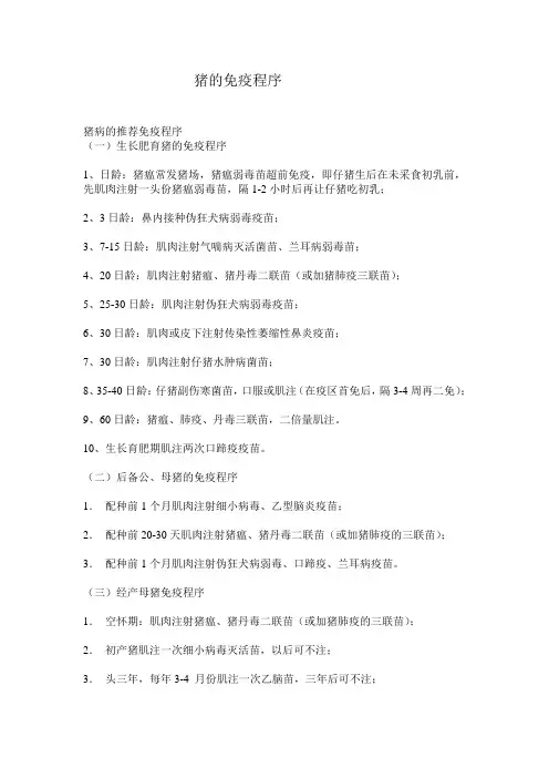 猪的免疫程序