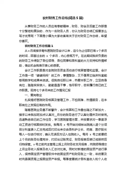 农村财务工作总结（精选5篇）