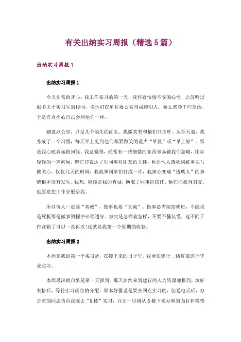 有关出纳实习周报(精选5篇)_1