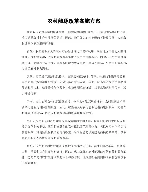 农村能源改革实施方案