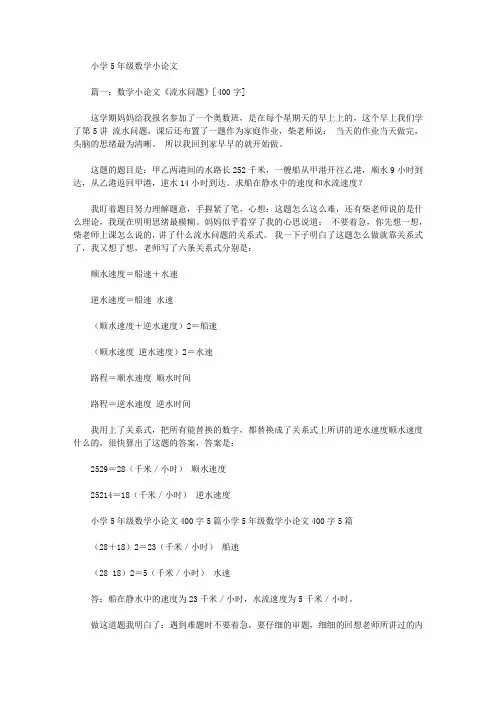 小学5年级数学小论文