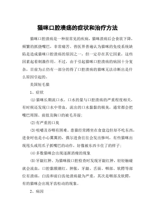 猫咪口腔溃疡的症状和治疗方法