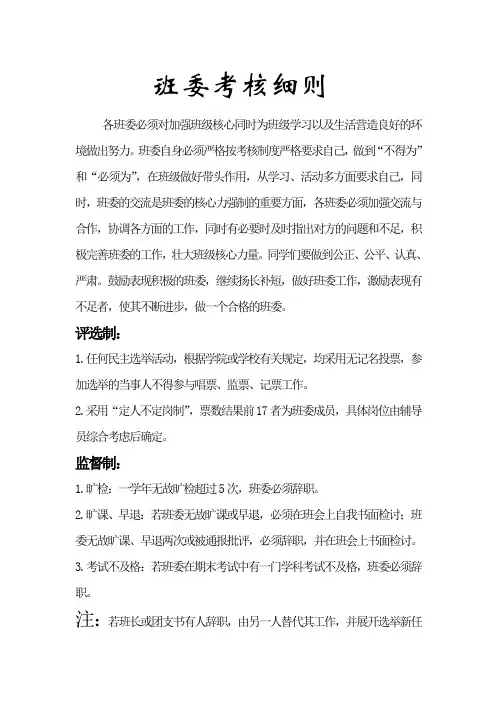 班委考核细则