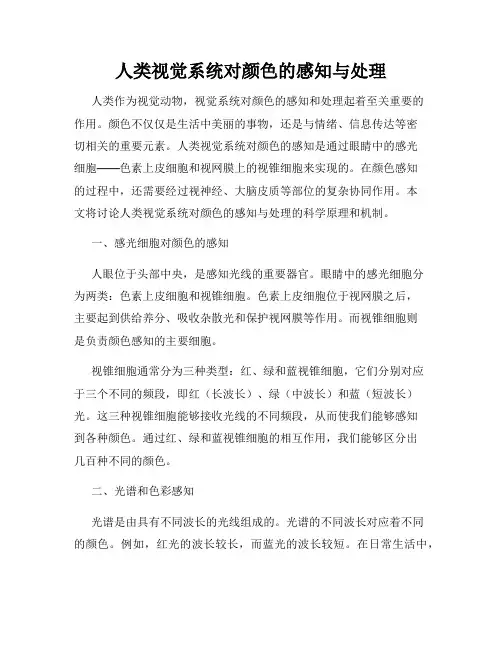人类视觉系统对颜色的感知与处理