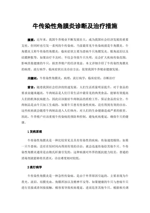 牛传染性角膜炎诊断及治疗措施