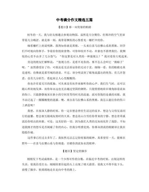 青海中考满分作文精选5篇 (3)