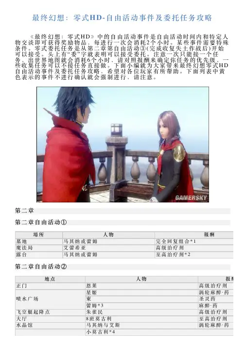 最终幻想：零式HD自由活动事件及委托任务攻略