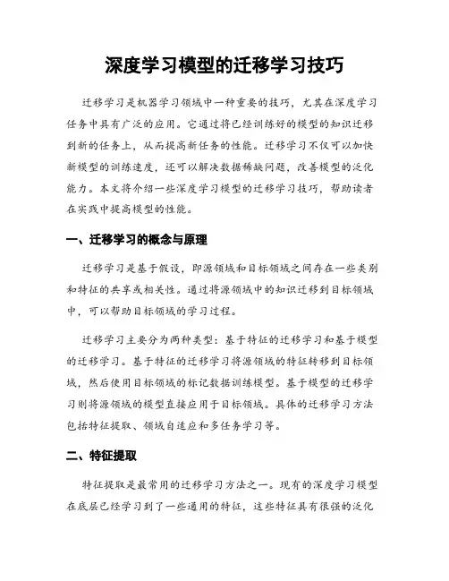 深度学习模型的迁移学习技巧