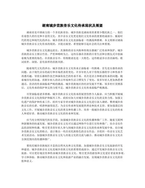 湖南城步苗族音乐文化传承现状及展望