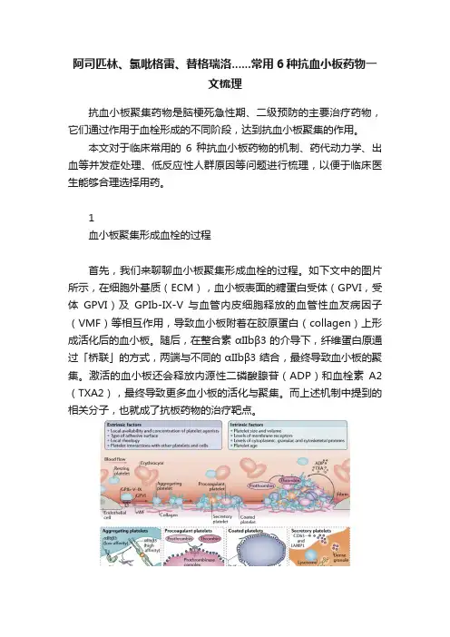 阿司匹林、氯吡格雷、替格瑞洛......常用6种抗血小板药物一文梳理