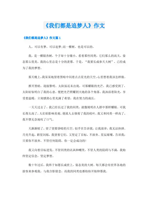 《我们都是追梦人》作文
