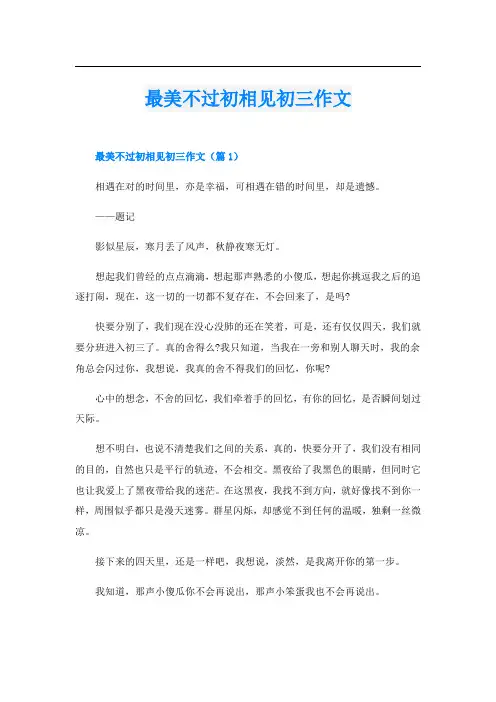 最美不过初相见初三作文