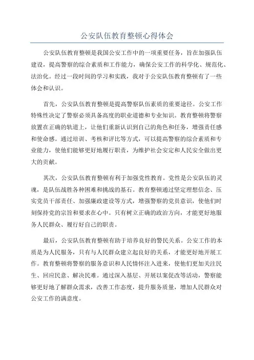 公安队伍教育整顿心得体会