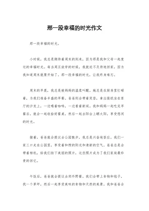 那一段幸福的时光作文