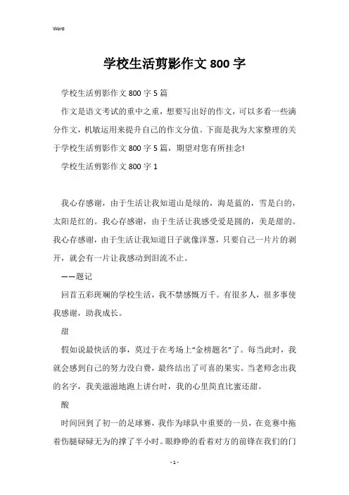 初中生活剪影作文800字