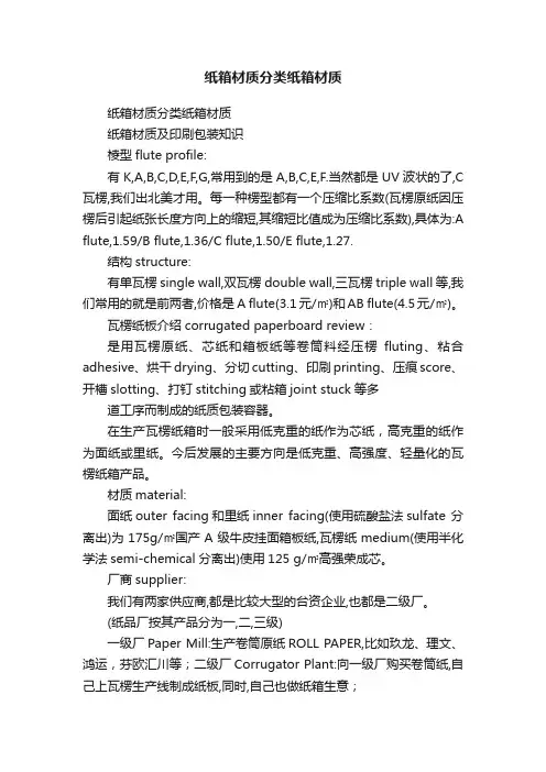 纸箱材质分类纸箱材质